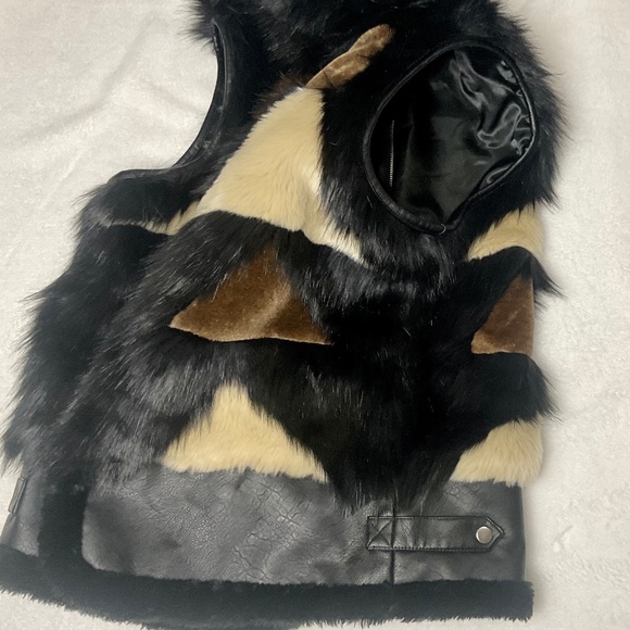 DONNA SALYERS FABULOUS FURS FAUX FUR FULL ZIP MULTICOLORED VEST SIZE XL - Picture 6 of 14